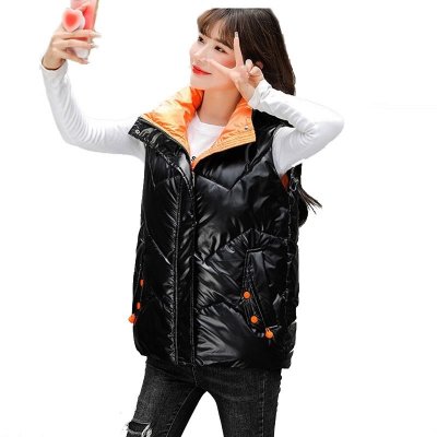 Cotton Glossy Windproof Down Vest Women Autumn Winter 2021 Streetwear Harajuku Loose Vest Waistcoat Zipper Plus Size Bodywarm