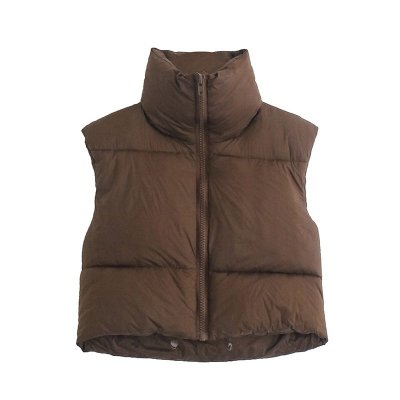 2021 Spring Autumn New Women European Vest Vintage Stand Up Collar Cotton Waistcoat Vest Winter Body Warm Sleeveless Coat