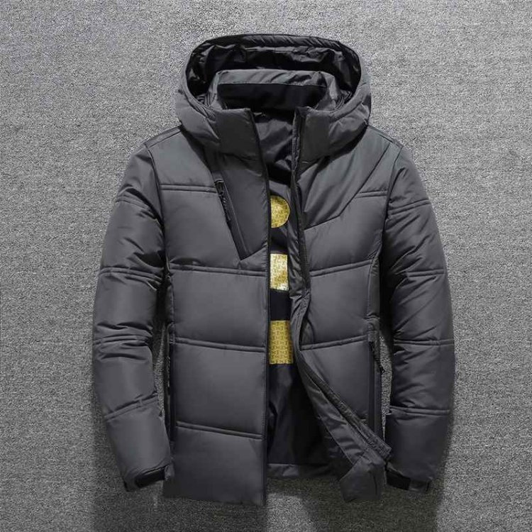 Men's White Duck Down Jacket Winter Warm Hooded Thick Puffer Jacket Coat High Quality Fashion Overcoat Down Parka Jacket Men