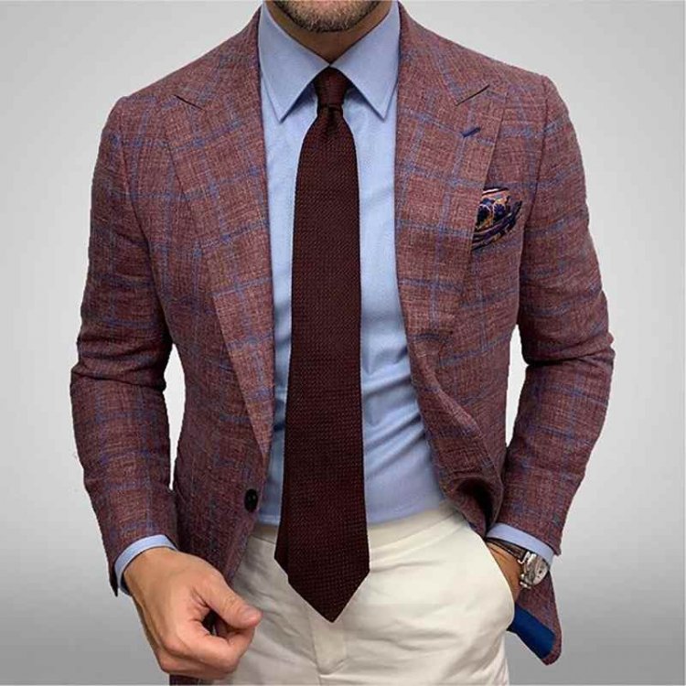 Men Clothing 2021 New Men's Plaid Lapel Long sleeved Suit Jacket European American Hot Style Male Business Suits